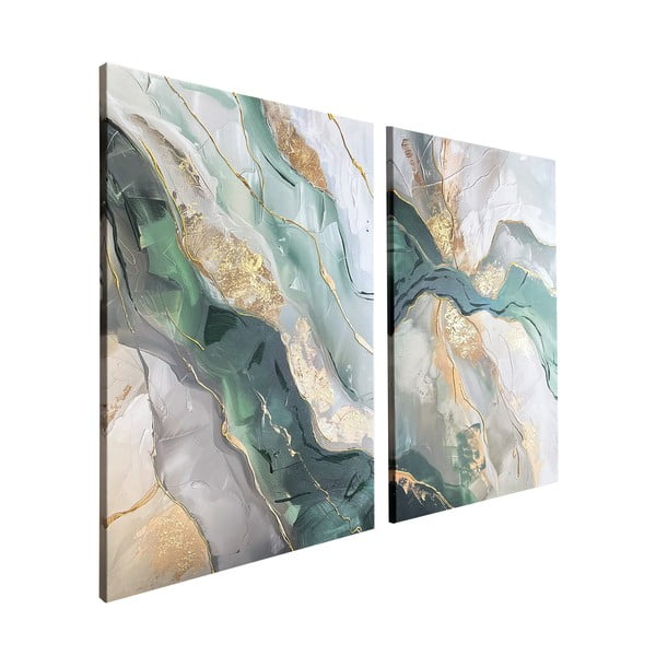 Obrazy s ručne maľovanými prvkami v súprave 2 ks 50x70 cm Aventurine – Styler-image-4