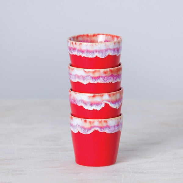 Červeno-biela kameninová šálka na espresso Costa Nova, 90 ml-image-1