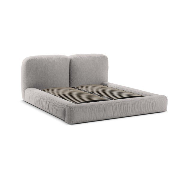 Svetlosivá čalúnená dvojlôžková posteľ s úložným priestorom s roštom 160x200 cm Martina – Micadoni -image-3