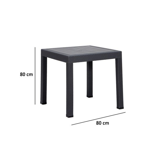 Plastový záhradný jedálenský stôl 80x80 cm Rattan – Floriane Garden-image-2