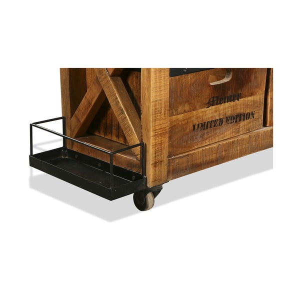 Vinotéka z mangového dreva v prírodnej farbe počet fliaš 5, 100x92x30 cm Ravi – Interia Home & Living-image-4