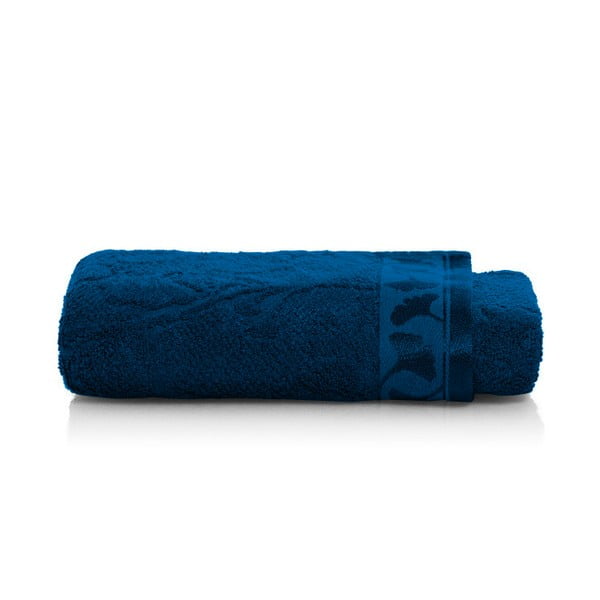 Tmavomodrý uterák z bambusových vlákien Maison Carezza Italia, 50 × 100 cm