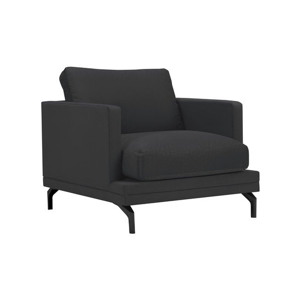 Tmavosivé kreslo s podnožou v čiernej farbe Windsor & Co Sofas Jupiter-image-1