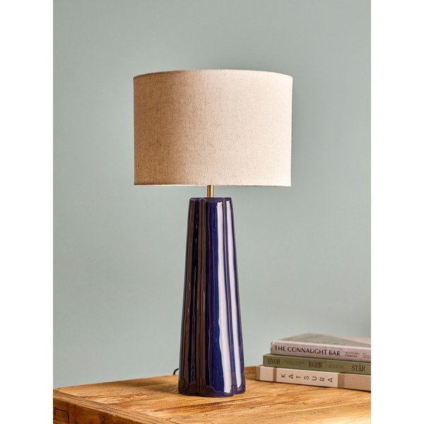 Modrá/krémovobiela kovová stolová lampa s textilným tienidlom (výška  61 cm) Cornelie – Bloomingville-image-2