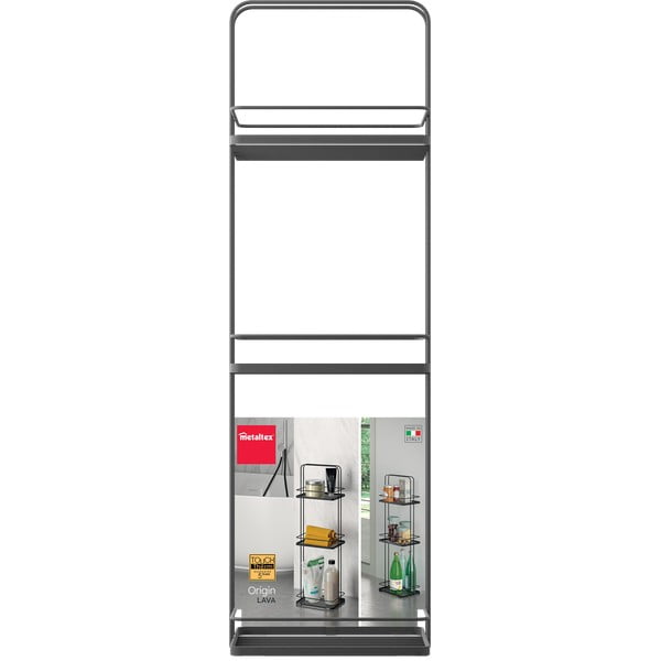 Matne čierna oceľová kúpeľňová polička Lava – Metaltex-image-4