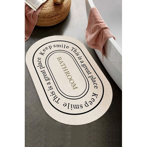 Krémová zamatová kúpeľňová predložka 60x100 cm – Mila Home-image-1