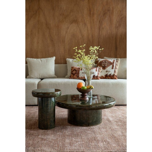 Zelený okrúhly konferenčný stolík z mangového dreva ø 60 cm Mush – Dutchbone-image-1