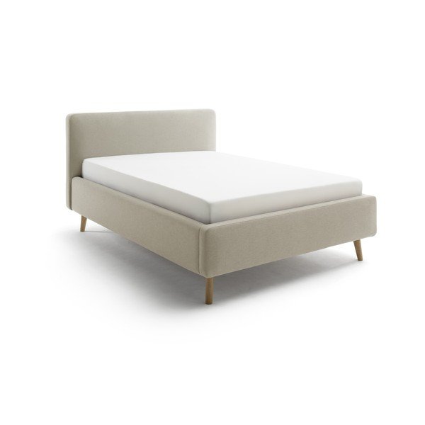 Taupe čalúnená dvojlôžková posteľ s úložným priestorom s roštom 140x200 cm Mattis – Meise Möbel