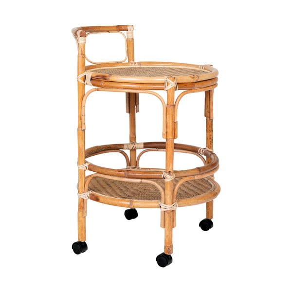 Ratanový servírovací stolík na kolieskach ø 55 cm Zaragoza – House Nordic