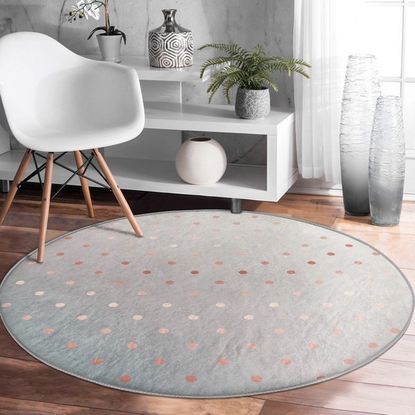 Prateľný okrúhly koberec v sivo-medenej farbe vhodný pre robotické vysávače ø 80 cm Comfort – Mila Home-image-2