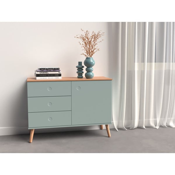 Svetlozelená nízka komoda v dekore duba 109x79 cm Dot – Tenzo-image-1