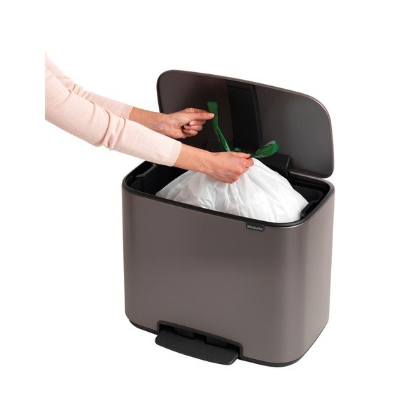 Sivý nášľapný oceľový odpadkový kôš 36 l Bo – Brabantia-image-3