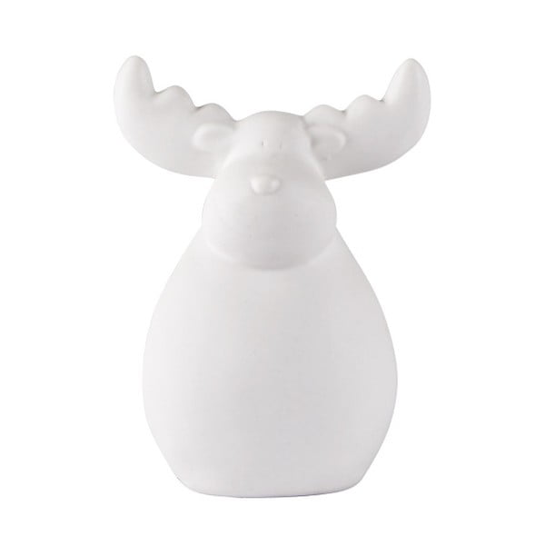 Dekoratívna biela keramická soška KJ Collection Reindeer Ceramic White, 13 cm