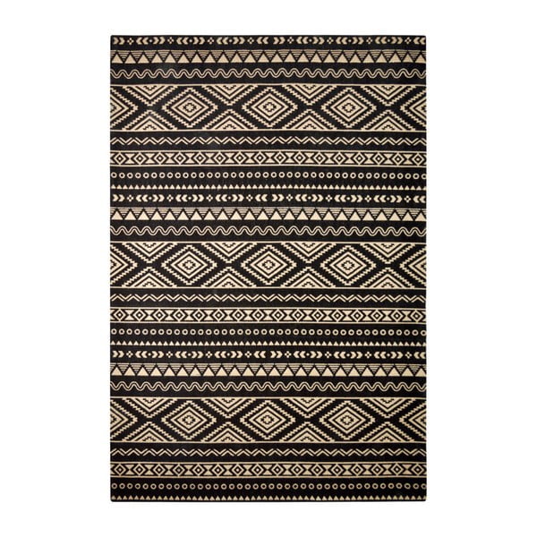 Ručne tkaný koberec Kayoom Bellezza 222 Schwarz Naturell, 160 × 230 cm
