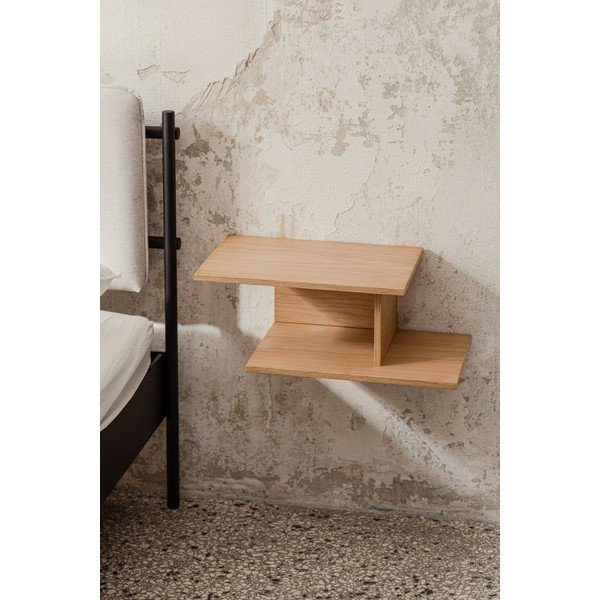 Závesný/s poličkami nočný stolík v dekore duba v prírodnej farbe Tann – noo.ma-image-1