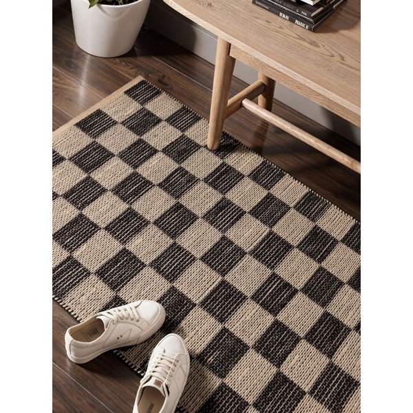 Čierny/krémovobiely obojstranný/ručne tkaný behúň s prímesou juty 80x200 cm Rex – Hanse Home-image-3