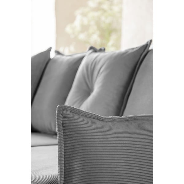 Sivá menčestrová rozkladacia rohová pohovka (ľavý roh/do "U") Lazy Lukka – Miuform-image-4