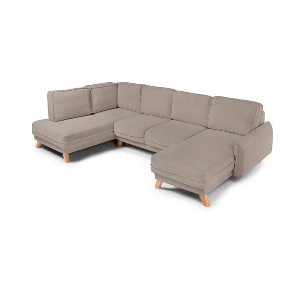 Taupe menčestrová rozkladacia/s úložným priestorom rohová pohovka (ľavý roh/do tvaru "U") Tori – Bonami Selection-image-1