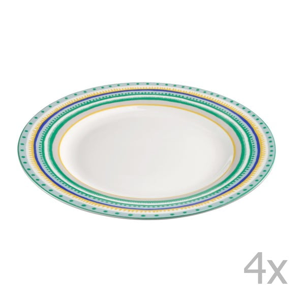 Sada 4 porcelánových tanierikov Oilily 22 cm, zelená