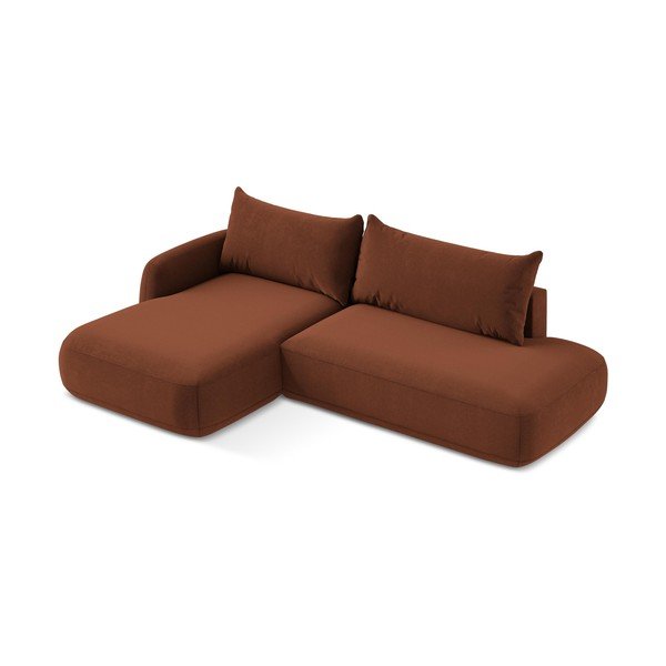 Terakotová rozkladacia rohová pohovka (ľavý roh/s leňoškou) Hale – Makamii-image-2