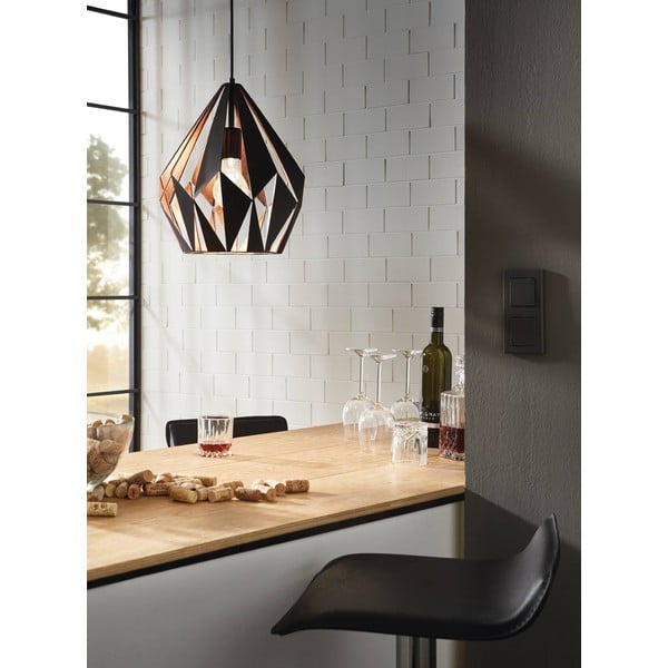 Čierne závesné svietidlo s kovovým tienidlom ø 31 cm CARLTON 1 – EGLO-image-1