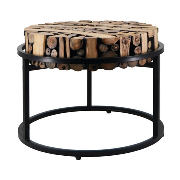 Konferenčný stolík z teakového dreva a železa Moycor, ø 55 x 43 cm