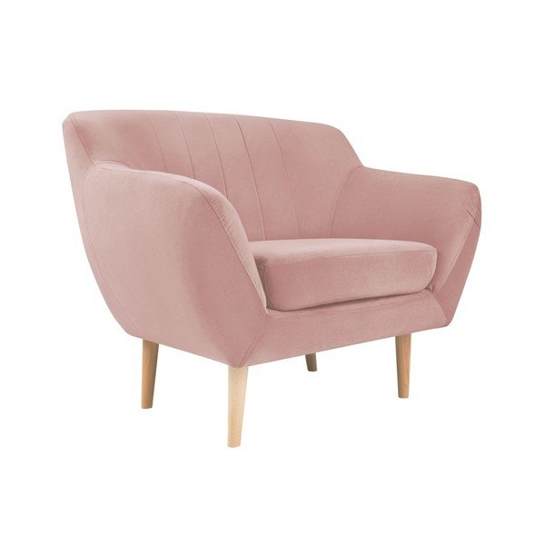 Svetloružové zamatové kreslo Mazzini Sofas Sardaigne-image-2
