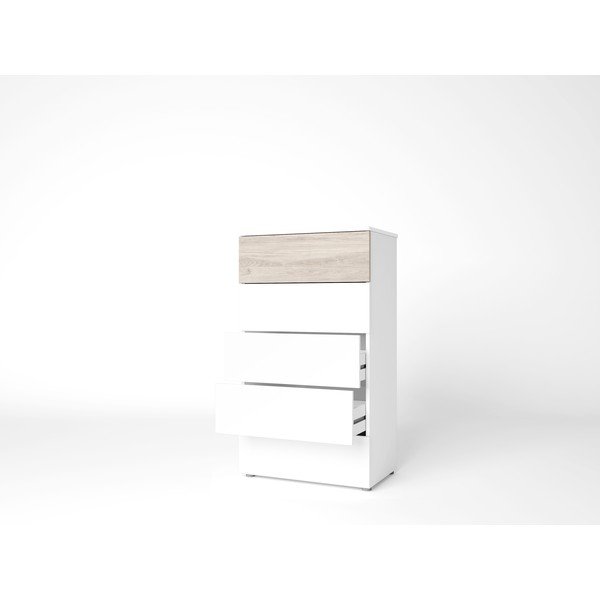 Biela vysoká komoda v dekore duba 62x111 cm Sahara - Marckeric-image-3