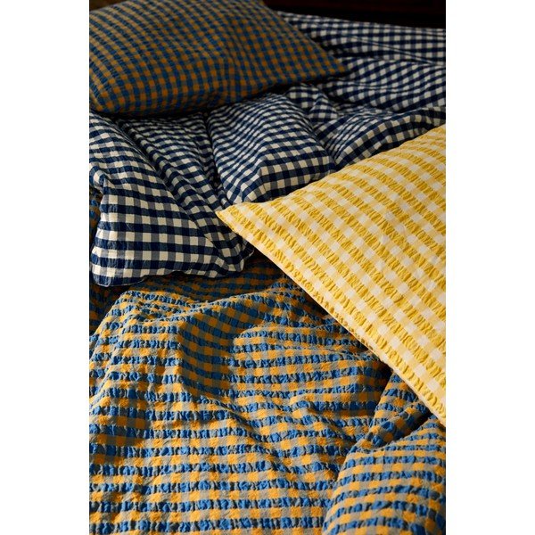 Okrovožlto-modré krepové obliečky na jednolôžko 140x200 cm Bæk&Bølge – JUNA-image-4