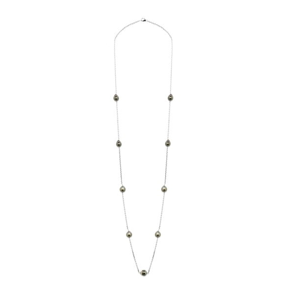 Strieborný náhrdelník s čiernymi tahitskými perlami GemSeller Cam