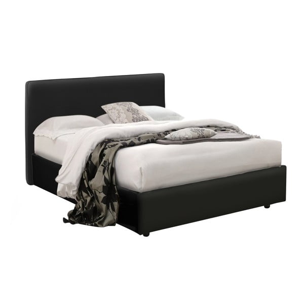 Čierna jednolôžková posteľ s úložným priestorom a poťahom z koženky 13Casa Ninfea, 120 x 190 cm