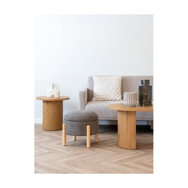 Hnedá podnožka z textílie buklé Medas – House Nordic-image-4