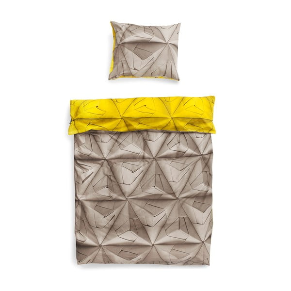 Žlto-hnedé obliečky Snurk Monogami, 140 x 200 cm