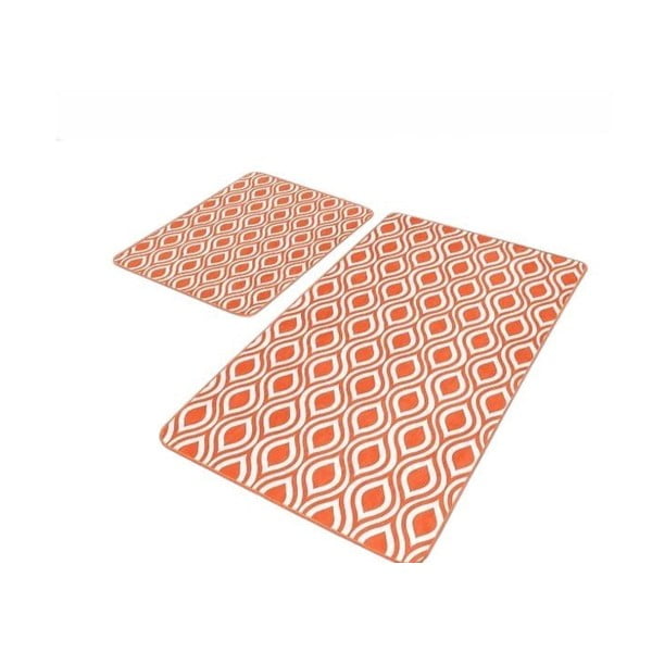 Oranžové zamatové kúpeľňové predložky v súprave 2 ks 60x100 cm – Mila Home