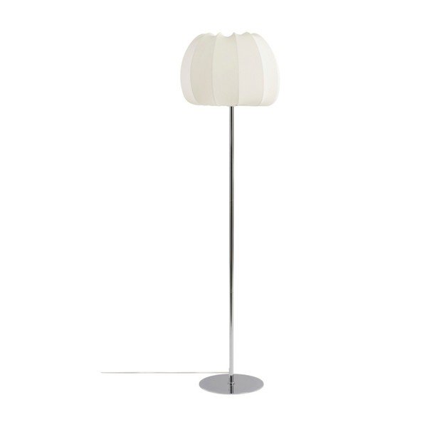 Biela/v lesklej striebornej farbe látková stojacia lampa (výška  150 cm) Pion – Jotex