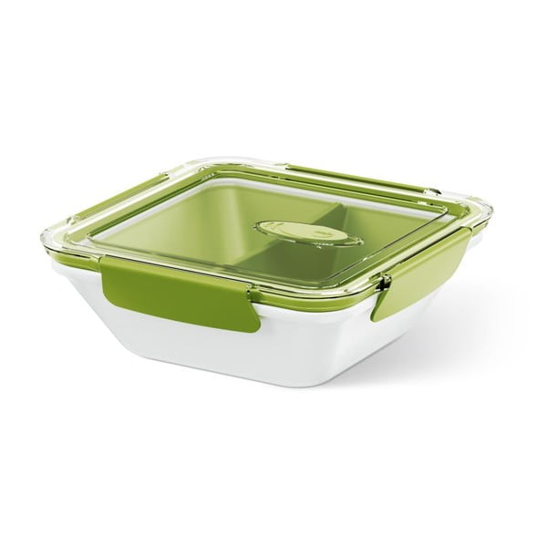 Krabička na potraviny Rectangular White/Green, 0,9 l