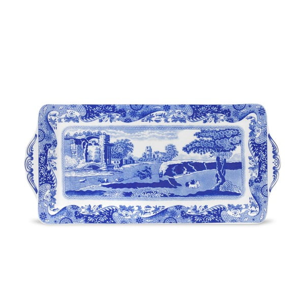 Bielo-modrý porcelánový servírovací podnos Spode Blue Italian Romana