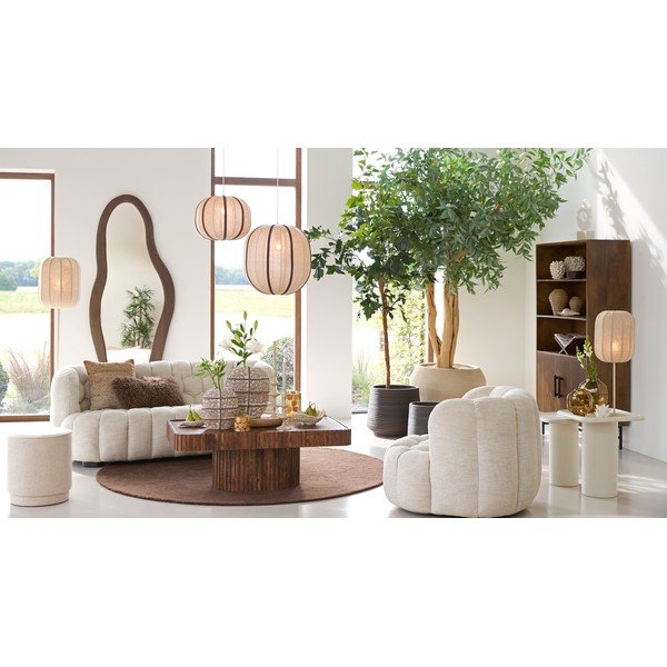 Krémovobiele závesné svietidlo s textilným tienidlom Esmiria – Light & Living-image-1
