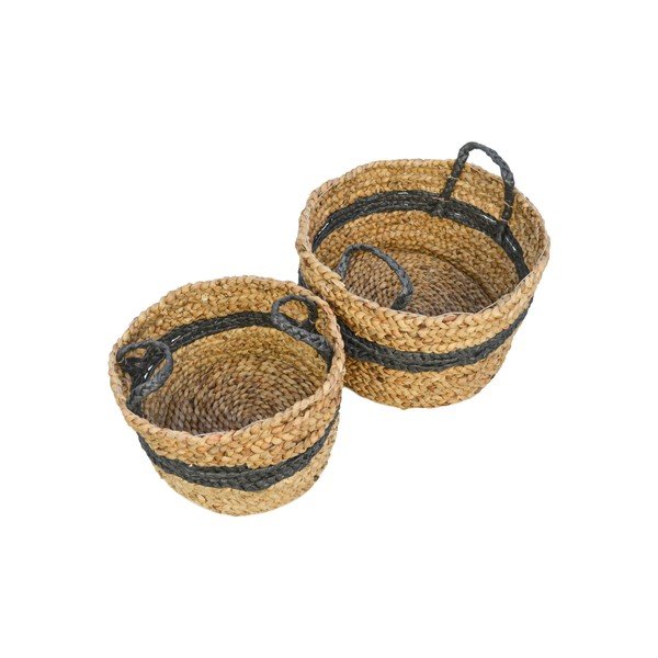 Sada 2 úložných košíkov z vodného hyacintu HSM collection Natural Black-image-1