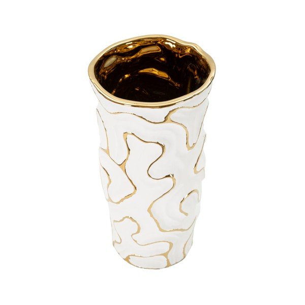 Biela/v zlatej farbe keramická váza (výška  25 cm) Adore – Mauro Ferretti-image-2