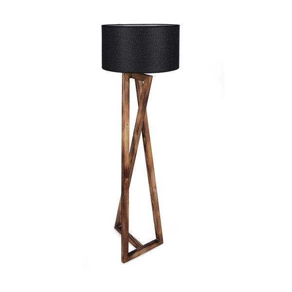 Čierna/hnedá stojacia lampa s textilným tienidlom (výška  149 cm) Maçka – Opviq lights-image-4