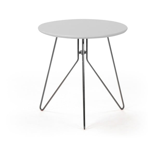 Biely príručný stolík s podnožou v striebornej farbe PLM Barcelona Alegro, ⌀ 40 cm