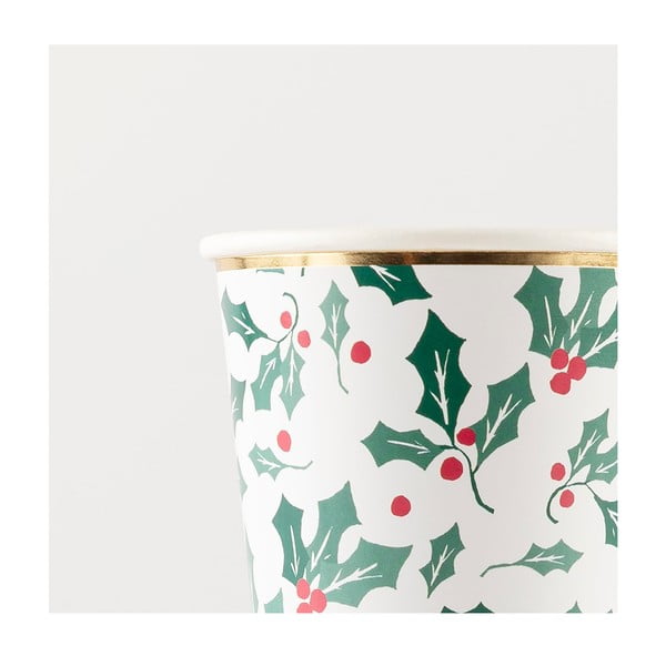 Papierové jednorazové tégliky v súprave 8 ks Holly Pattern – Meri Meri-image-1