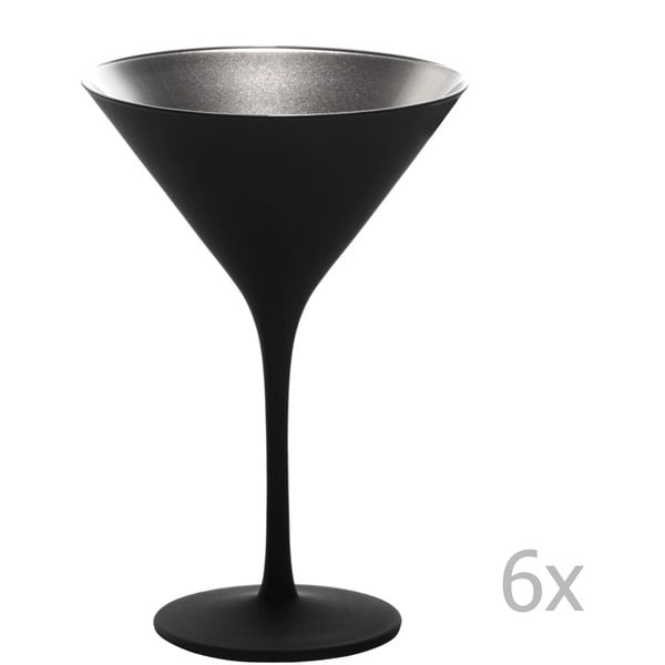 Sada 6 čierno-strieborných pohárov na koktaily Stölzle Lausitz Olympic Cocktail, 240 ml
