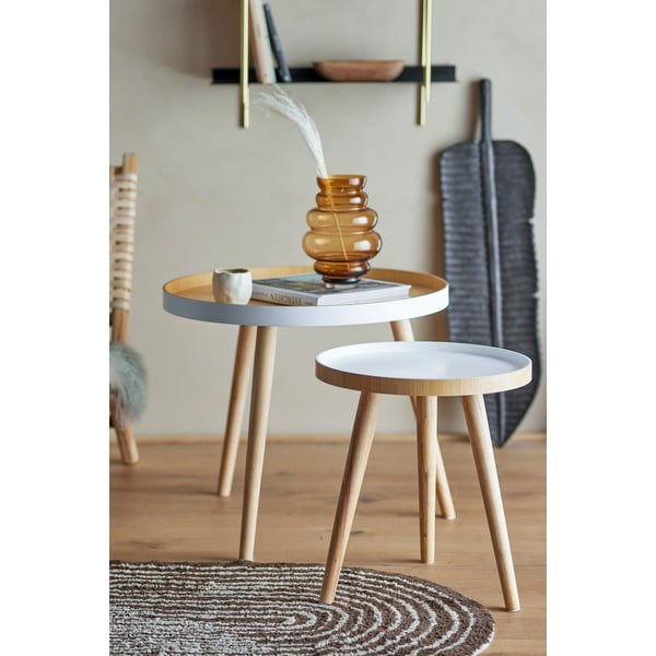 Bambusové okrúhle odkladacie stolíky v súprave 2 ks ø 60 cm Cappuccino – Bloomingville-image-1