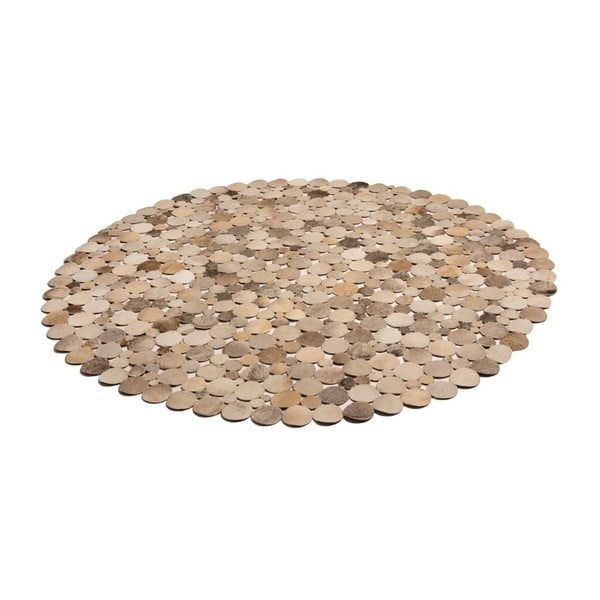 Hnedý kožený koberec Cotex Palazzo, ø 110 cm