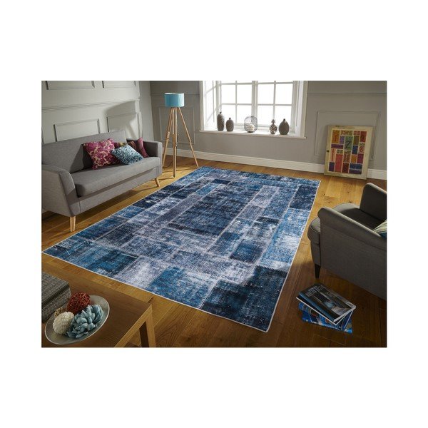 Koberec odolný voči škvrnám Floorita Montage Blue, 120 × 180 cm