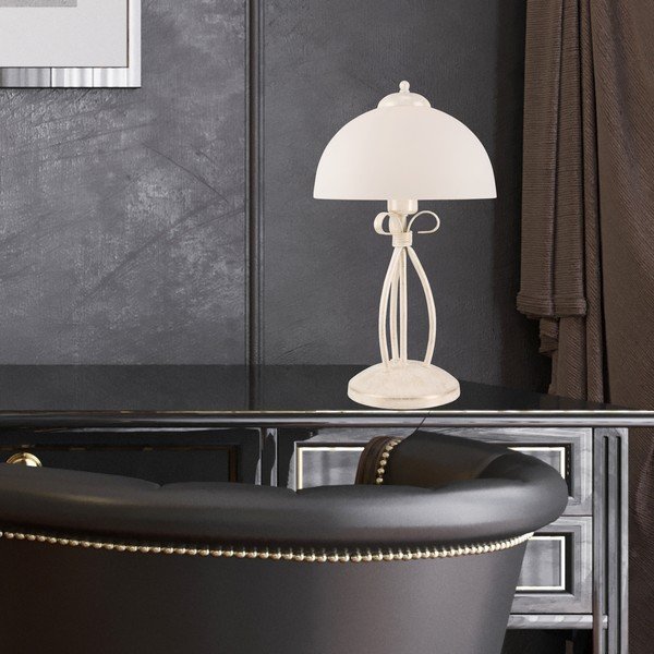 Biela stolová lampa so skleneným tienidlom (výška  43 cm) Adelle – LAMKUR-image-1