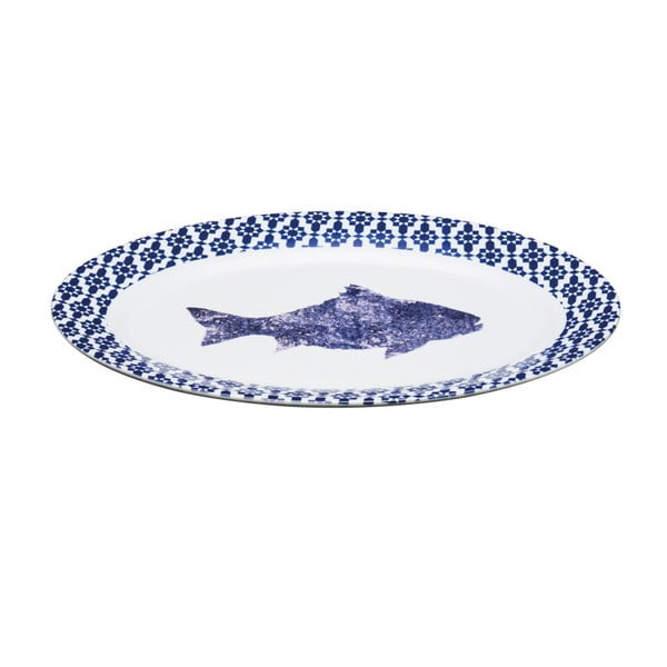 Modro-biely tanier Kitchen Craft Artesa, 35 x 24 cm