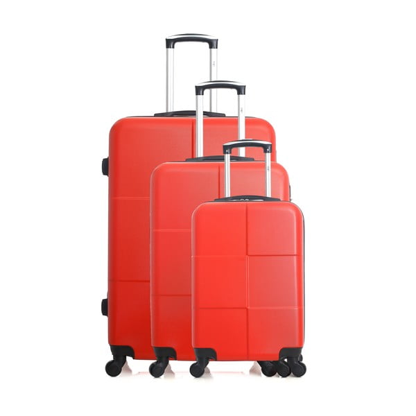 Sada 3 červených cestovných kufrov na kolieskach Hero Coronado
